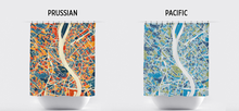Load image into Gallery viewer, Budapest Map Shower Curtain - hungary Shower Curtain - Chroma Series