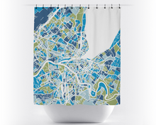 Load image into Gallery viewer, Geneva Map Shower Curtain - switzerland Shower Curtain - Chroma Series