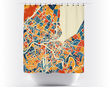 Load image into Gallery viewer, Geneva Map Shower Curtain - switzerland Shower Curtain - Chroma Series