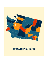 Load image into Gallery viewer, Washington Map Print - Full Color Map Poster