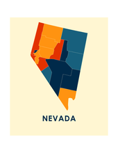 Load image into Gallery viewer, Nevada Map Print - Full Color Map Poster
