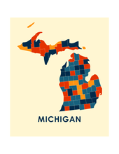 Charger l'image dans la galerie, Affiche cartographique de Michigan - Style Chroma