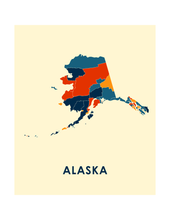 Charger l'image dans la galerie, Affiche cartographique de Alaska - Style Chroma
