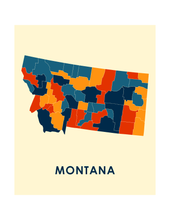 Load image into Gallery viewer, Montana Map Print - Full Color Map Poster