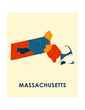 Load image into Gallery viewer, Massachusetts Map Print - Full Color Map Poster