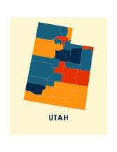 Load image into Gallery viewer, Utah Map Print - Full Color Map Poster