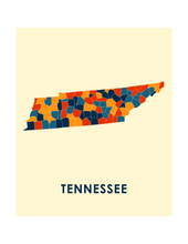 Charger l'image dans la galerie, Affiche cartographique de Tennessee - Style Chroma