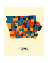 Load image into Gallery viewer, Iowa Map Print - Full Color Map Poster