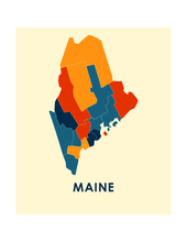 Load image into Gallery viewer, Maine Map Print - Full Color Map Poster