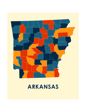 Charger l'image dans la galerie, Affiche cartographique de Arkansas - Style Chroma