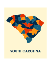 Load image into Gallery viewer, South Carolina Map Print - Full Color Map Poster