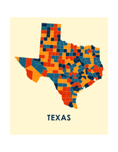 Load image into Gallery viewer, Texas Map Print - Full Color Map Poster