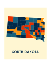 Load image into Gallery viewer, South Dakota Map Print - Full Color Map Poster