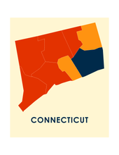 Charger l'image dans la galerie, Affiche cartographique de Connecticut - Style Chroma