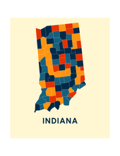 Load image into Gallery viewer, Indiana Map Print - Full Color Map Poster