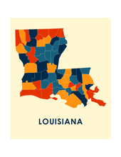 Charger l'image dans la galerie, Affiche cartographique de Louisiana - Style Chroma