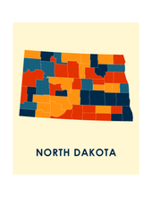 Load image into Gallery viewer, North Dakota Map Print - Full Color Map Poster
