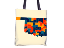 Load image into Gallery viewer, Oklahoma Map Tote Bag - OK Map Tote Bag 15x15