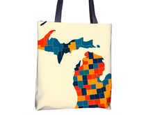 Charger l'image dans la galerie, Michigan Map Tote Bag - MI Map Tote Bag 15x15