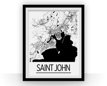 Load image into Gallery viewer, Saint John NB Map Poster - New Brunswick Map Print - Art Deco Series