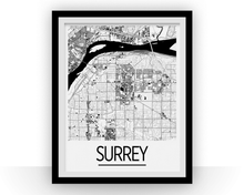 Load image into Gallery viewer, Surrey British Columbia Map Poster - British Columbia Map Print - Art Deco Series