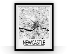 Load image into Gallery viewer, Newcastle Map Poster - England Map Print - Art Deco Series