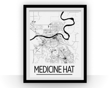 Load image into Gallery viewer, Medicine Hat Alberta Map Poster - Alberta Map Print - Art Deco Series