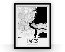 Load image into Gallery viewer, Lagos Map Poster - nigeria Map Print - Art Deco Series