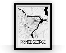 Load image into Gallery viewer, Prince George BC Map Poster - British Columbia Map Print - Art Deco Series