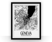 Charger l'image dans la galerie, Geneva Map Poster - switzerland Map Print - Art Deco Series