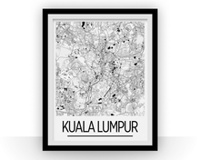 Load image into Gallery viewer, Kuala Lumpur Map Poster - malaysia Map Print - Art Deco Series