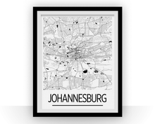 Load image into Gallery viewer, Johannesburg Map Poster - south africa Map Print - Art Deco Series