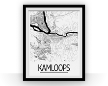 Load image into Gallery viewer, Kamloops British Columbia Map Poster - British Columbia Map Print - Art Deco Series