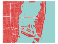 Load image into Gallery viewer, Miami Map Print - Choose your color