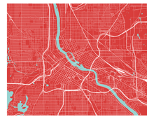 Load image into Gallery viewer, Minneapolis Map Print - Choose your color
