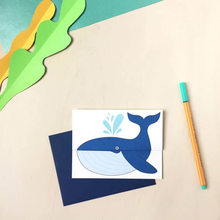 Charger l&#39;image dans la galerie, Carte de souhait à déplier - Baleine
