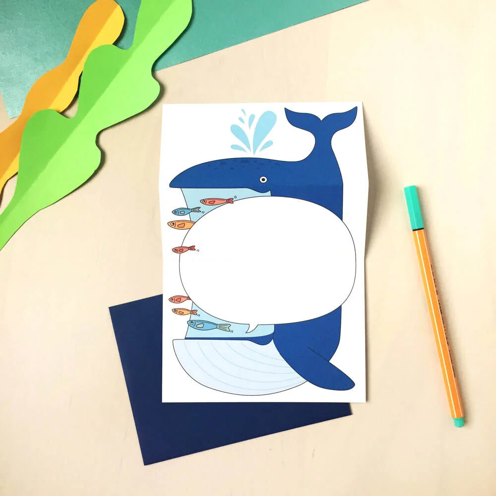 Carte de souhait à déplier - Baleine
