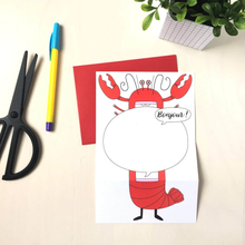 Charger l&#39;image dans la galerie, Carte de souhait à déplier - Homard
