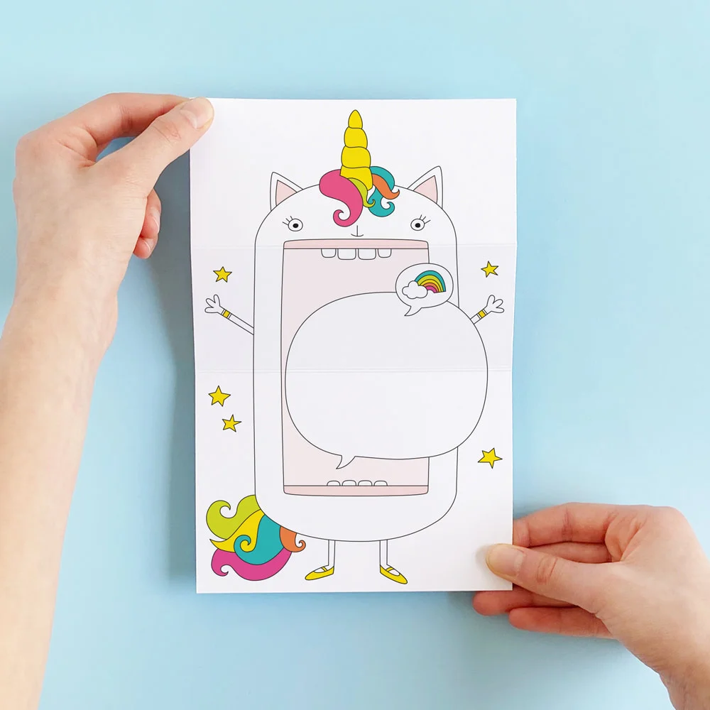 Carte de souhait à déplier - Licorne