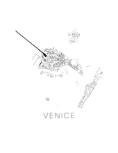 Load image into Gallery viewer, Venice Map Black and White Print - italy Black and White Map Print
