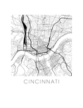 Charger l&#39;image dans la galerie, Affiche cartographique de Cincinnati - Style Noir et Blanc
