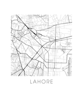 Charger l&#39;image dans la galerie, Affiche cartographique de Lahore - Style Noir et Blanc
