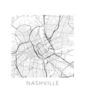 Charger l&#39;image dans la galerie, Affiche cartographique de Nashville - Style Noir et Blanc
