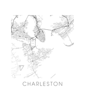 Charger l&#39;image dans la galerie, Affiche cartographique de Charleston - Style Noir et Blanc
