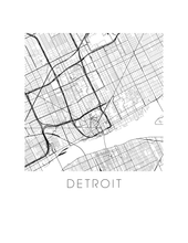 Charger l&#39;image dans la galerie, Affiche cartographique de Detroit - Style Noir et Blanc
