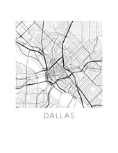 Charger l&#39;image dans la galerie, Affiche cartographique de Dallas - Style Noir et Blanc
