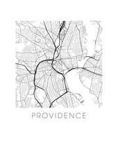 Charger l&#39;image dans la galerie, Affiche cartographique de Providence RI - Style Noir et Blanc
