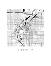 Charger l&#39;image dans la galerie, Affiche cartographique de Denver - Style Noir et Blanc
