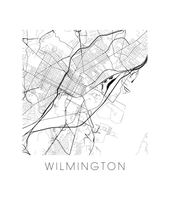 Load image into Gallery viewer, Wilmington DE Map Black and White Print - delaware Black and White Map Print
