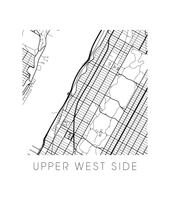 Load image into Gallery viewer, Upper West Side Map Black and White Print - new york Black and White Map Print
